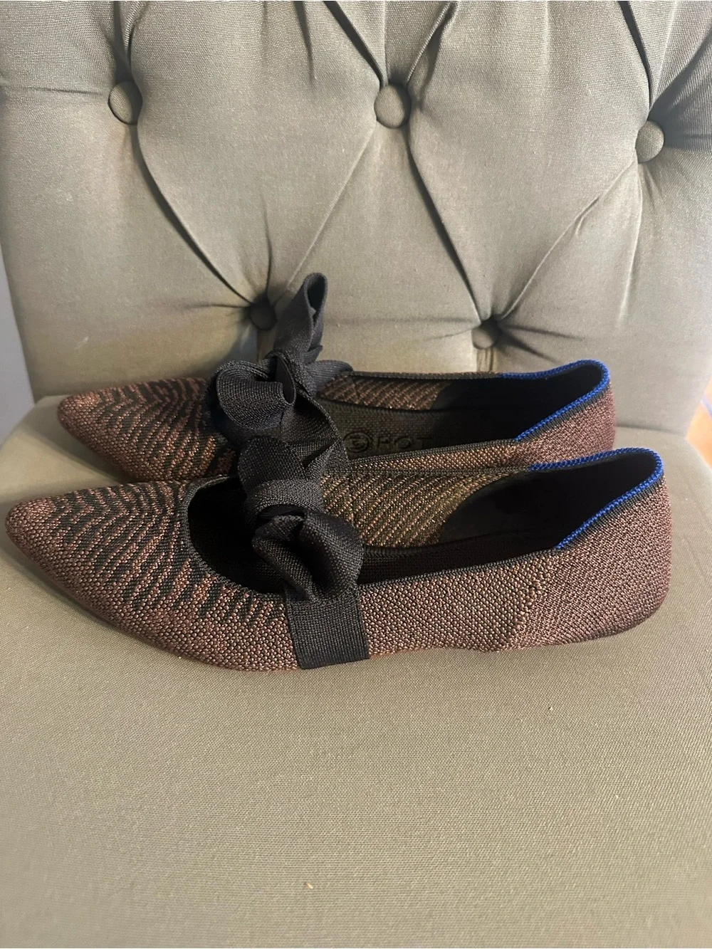 Women's Rothy's Retired The Point Mary Jane Twilight Flats with Bow Size 9 1010